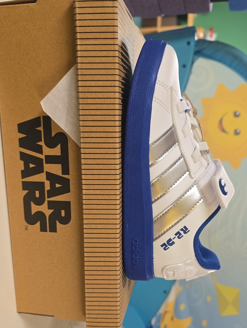 adidas Kids White Silver & Blue R2-D2 Inspired Sneakers